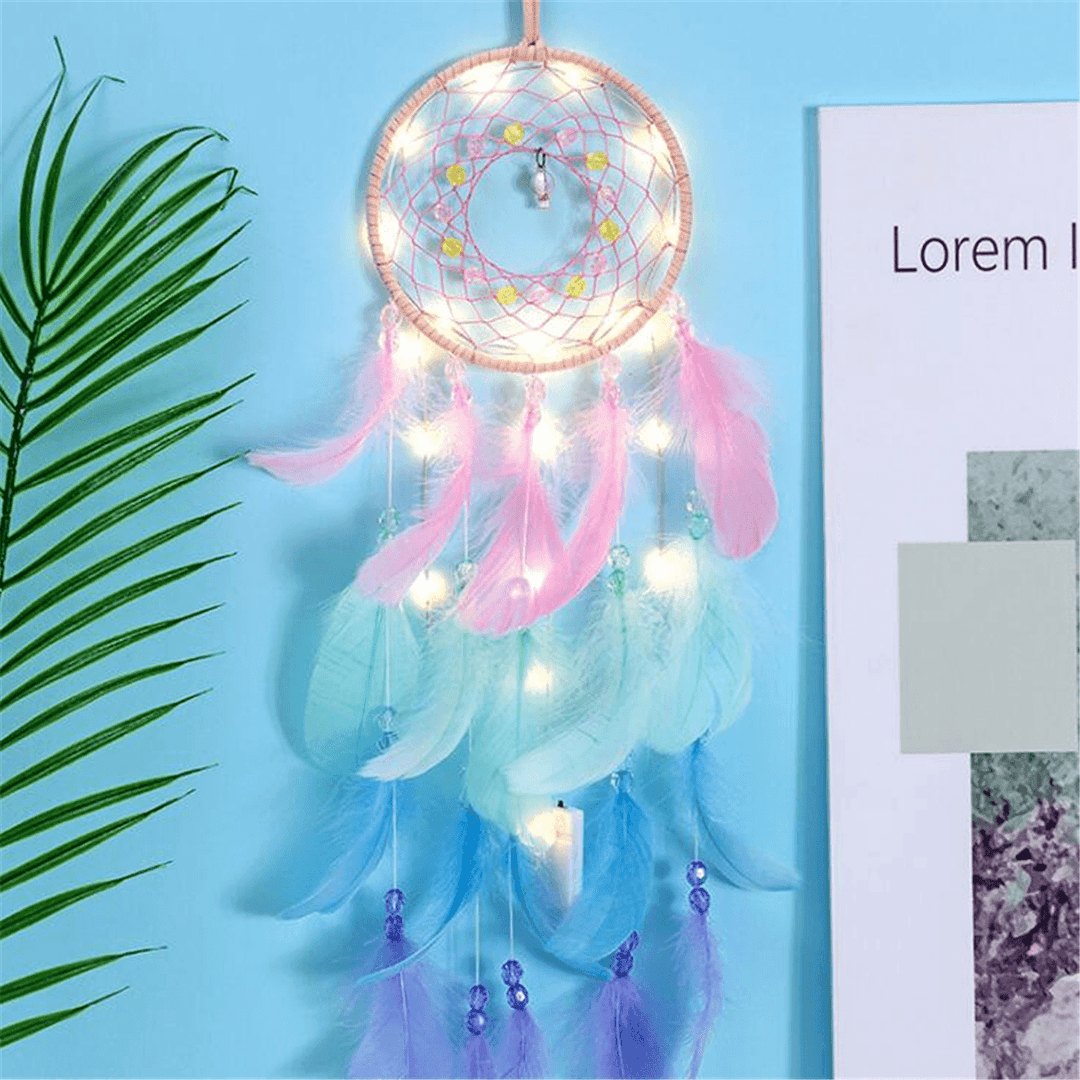 Dream Catcher Light Hollow round Dreamcatcher Bedroom Living Room Wall Decorations - MRSLM