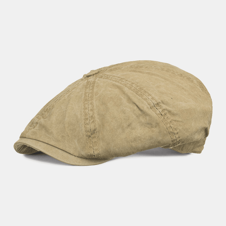 Men Cotton Washed Solid Color Casual Fashion Octagonal Hat Newsboy Hat Beret Hat - MRSLM