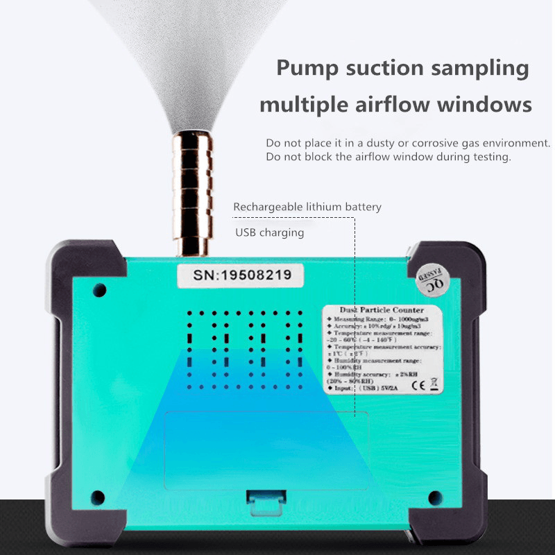 PM2.5 Detector 999 Groups Data Storage Filter Efficiency Tester Dust Particle Counter Air Quality Monitor - MRSLM