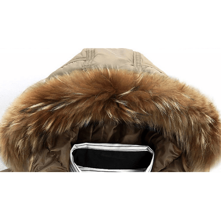 Mens Winter Thick Warm down Jacket Furry Hood Padded Parka - MRSLM