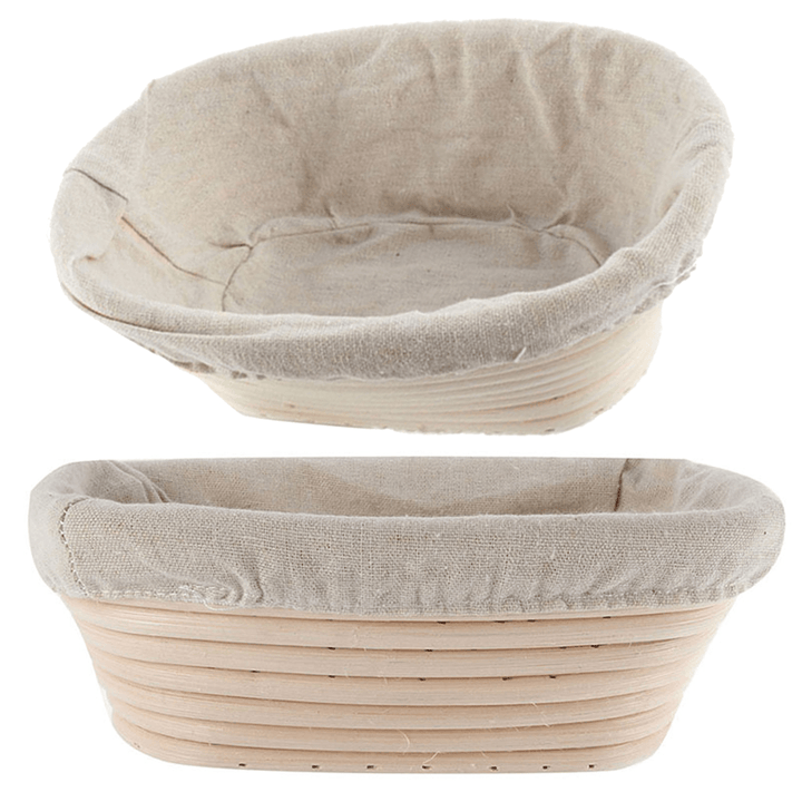2PCS Rising Long Oval Bread Banneton Brotform Dough Proving Proofing Rattan Bask Storage Baskets - MRSLM