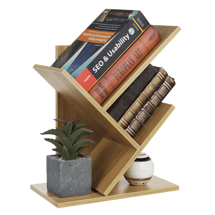 3/5 Layers Small Bookshelf Tree-Shaped Multi-Layer Wooden Storage Rack Standing Shelves Home Office Desktop Bookcase Simple Children'S Room Decor - MRSLM