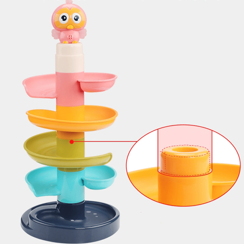 Baby Puzzle Fun Track Sliding Ball Tower Building Block Toy - MRSLM