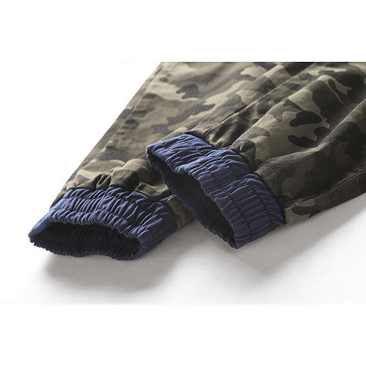 Men Camouflage Pattern Stitching High Waisted Pants - MRSLM