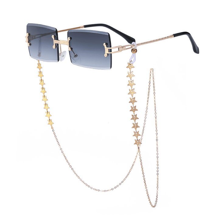 Women'S Rimless Diamond Cut Chain Sunglasses - MRSLM