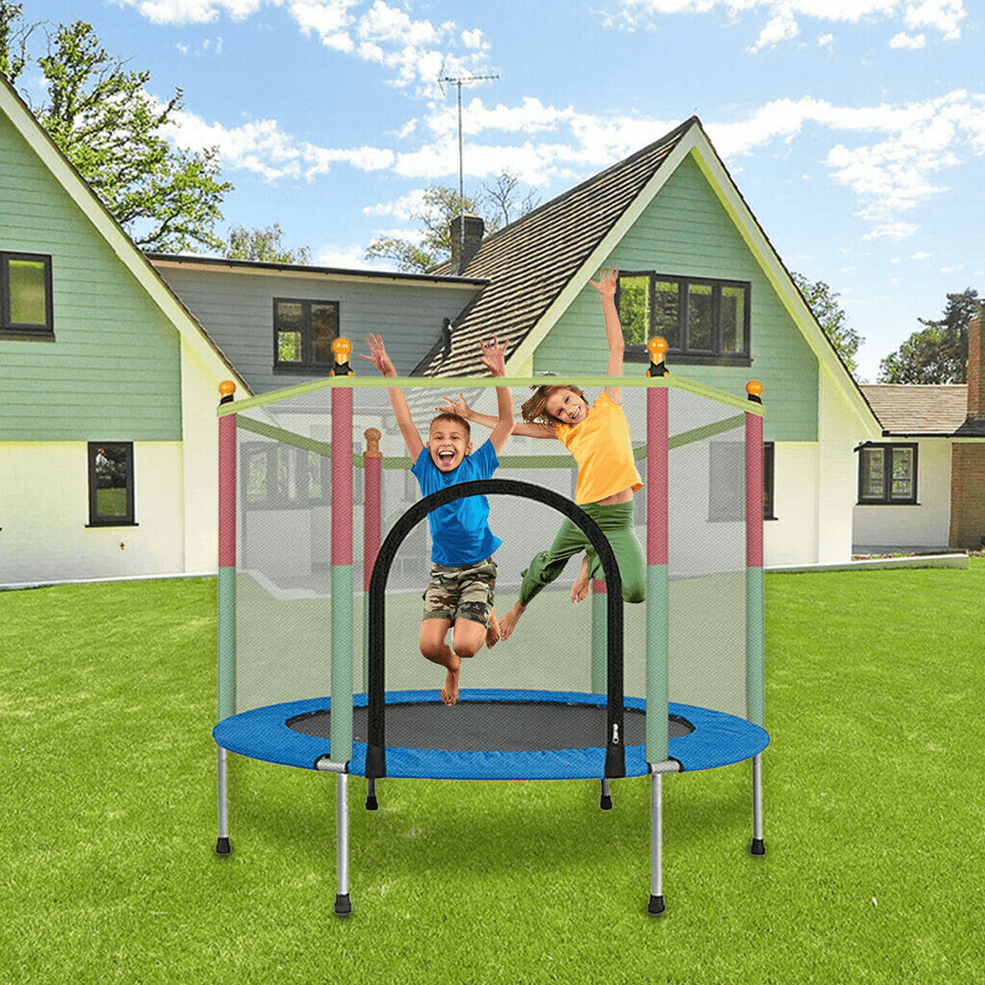 55'' Kid Jumping Trampoline Safety Net Enclosure Jump Sport Exercise Equipment Max Load 200Kg - MRSLM