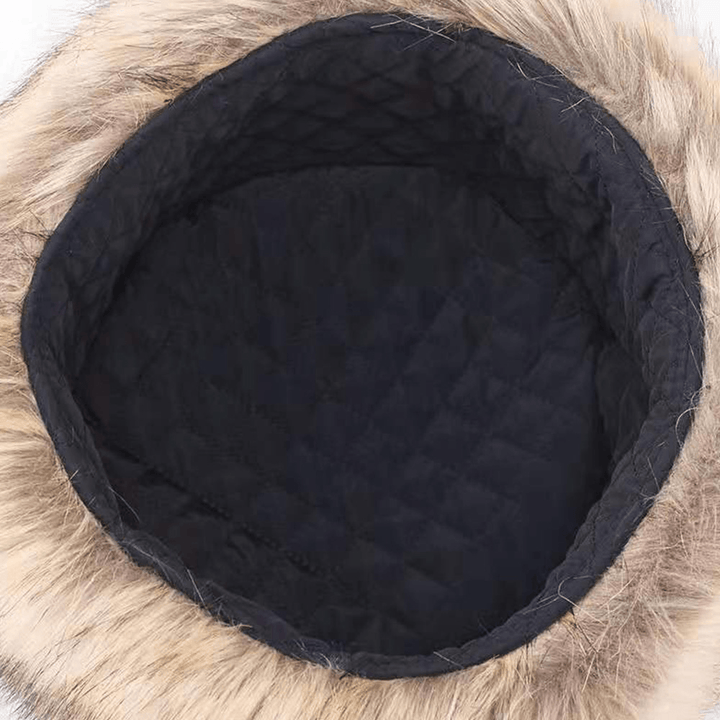 Men Faux Fox Fur Thicken Warm Windproof Trapper Hat Winter Outdoor Riding Ear Protection Ushanka Hat - MRSLM
