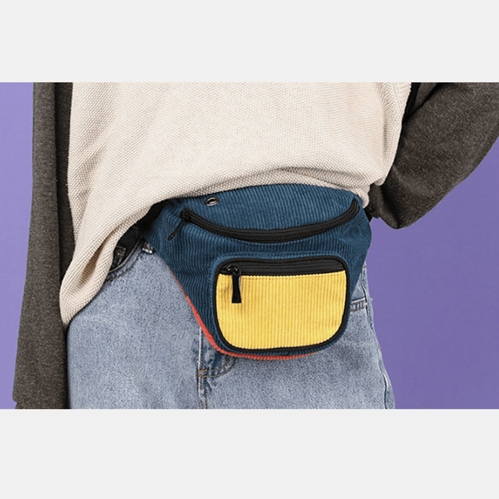 Women Men Fashion Multi-Color Waist Bag Shoulder Bag Chest Bag Crossbody Bag with Headphone Port - MRSLM