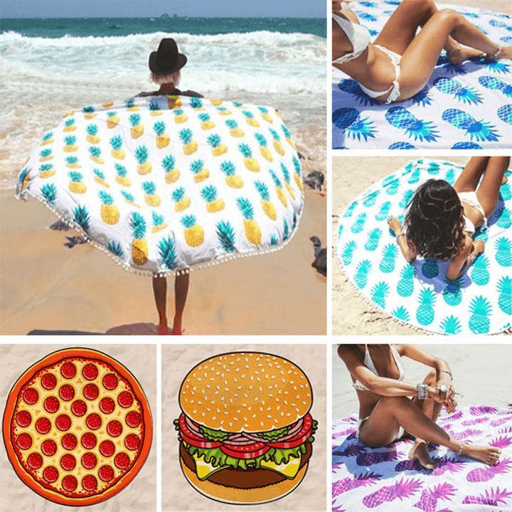 150Cm Donut Pizza Pineaaple Printing Thin Dacron Beach Towel Shawl Bed Sheet Tapestry - MRSLM