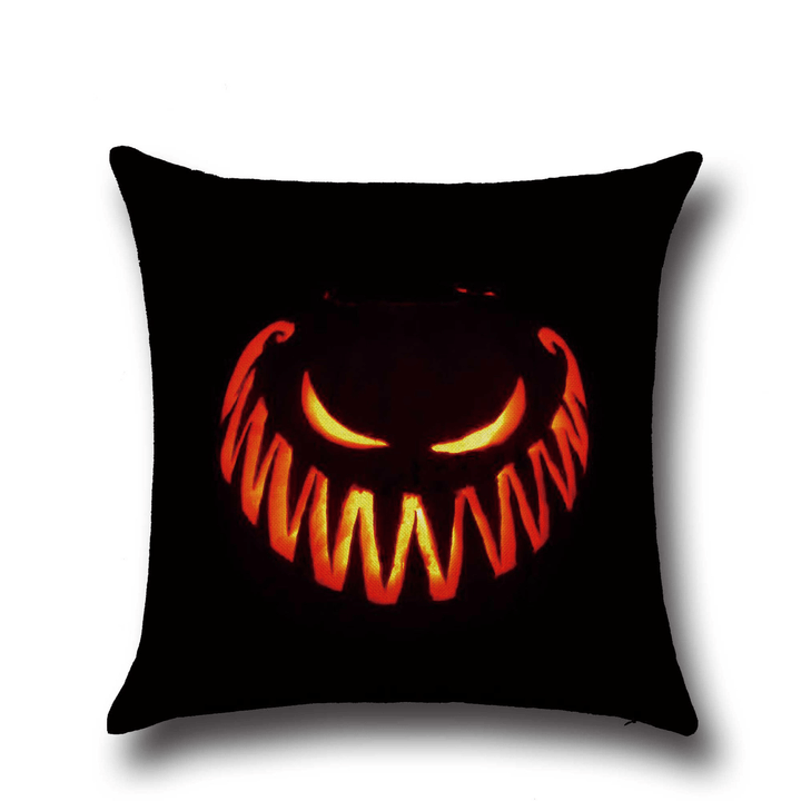 Halloween Horrible Pumpkin Light Pattern Pillowcase Cotton Linen Throw Pillow Cushion Cover Seat Home Decoration Sofa Decor - MRSLM