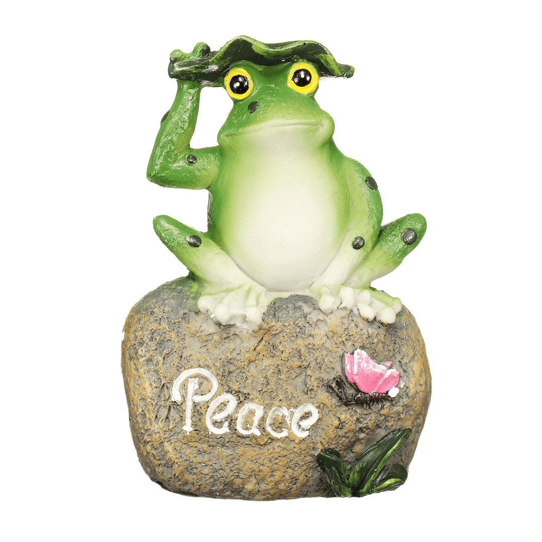 1PC Peace Hope Enjoy Frogs Fairy Garden Statues Art Figurines Outdoor Patio Ornament - MRSLM