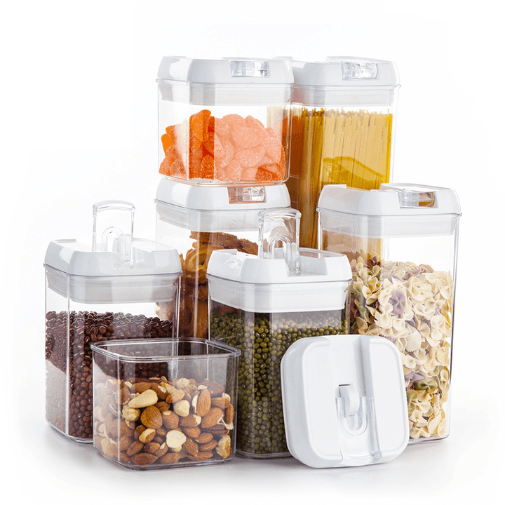 4Pcs Air-Tight Food Storage Container Cereals Easy Lock Sealed Jar Plastic Transparent Milk Powder Grains Candy for Kitchen Organizer - MRSLM