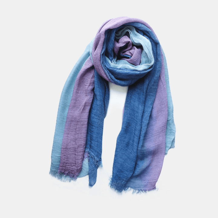 Women Cotton Gradient Color Natural Fold Silk Scar Casual Neck Protection Literary Style Scarf - MRSLM