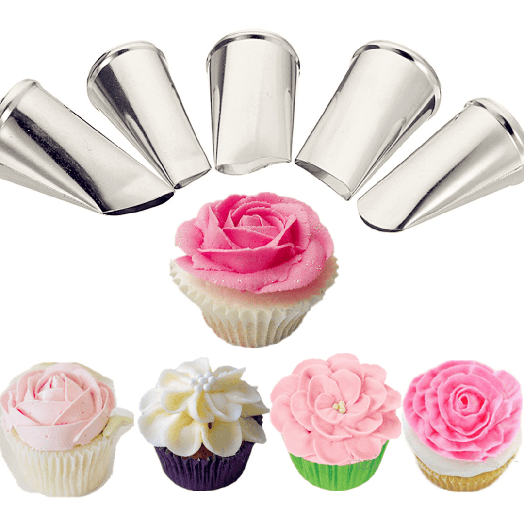 5 PCS Flower Petal Icing Piping Nozzle Cake Decorating Pastry Baking Tools - MRSLM