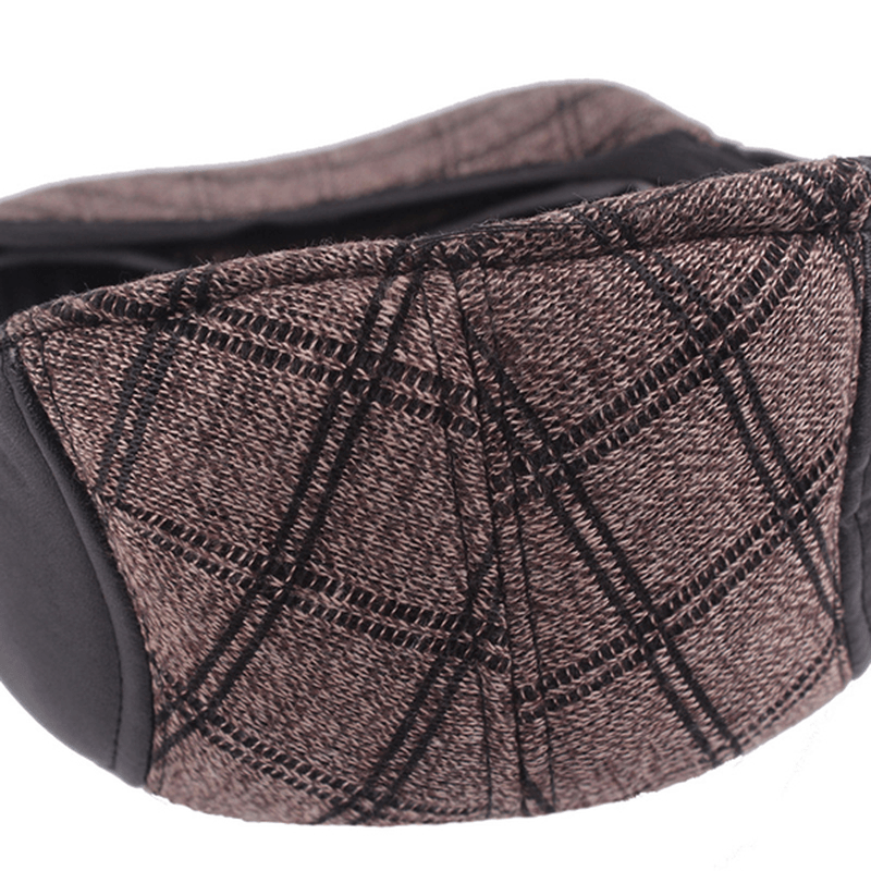 Mens Vintage Grid Casual Patchwork Beret Caps - MRSLM