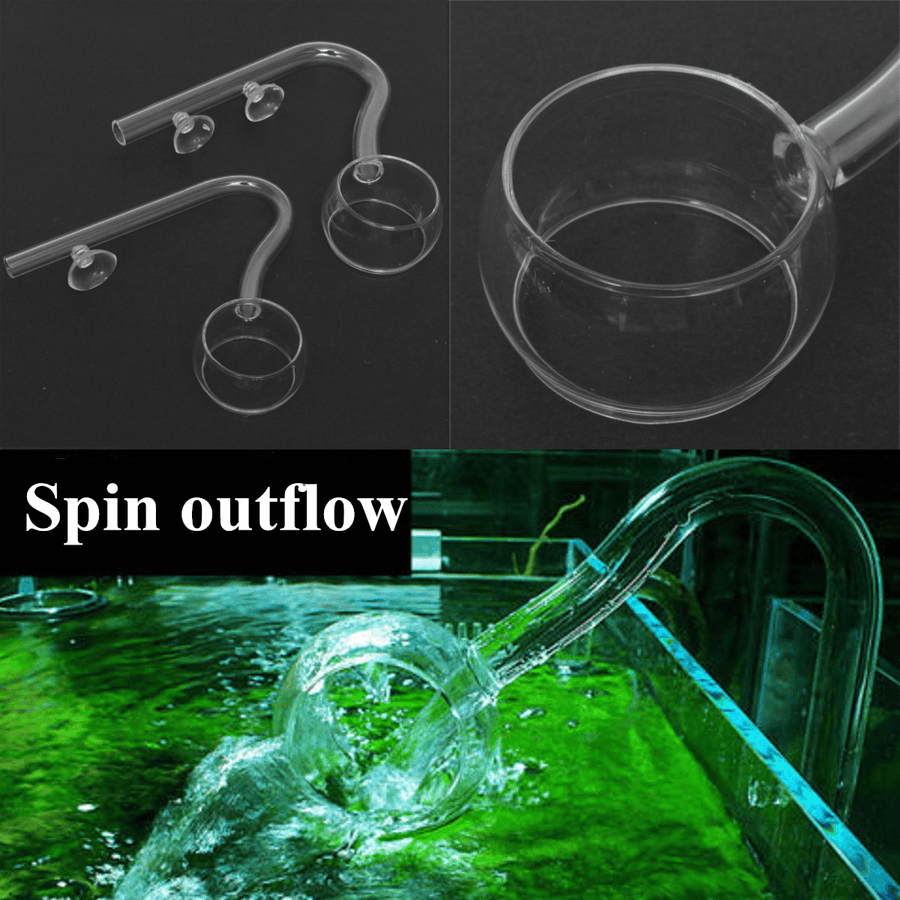 Aquarium Glass Outflow & Inflow Spin Filter Lily Pipe 12Mm 16Mm Tube + 1/2 Suction Cup - MRSLM