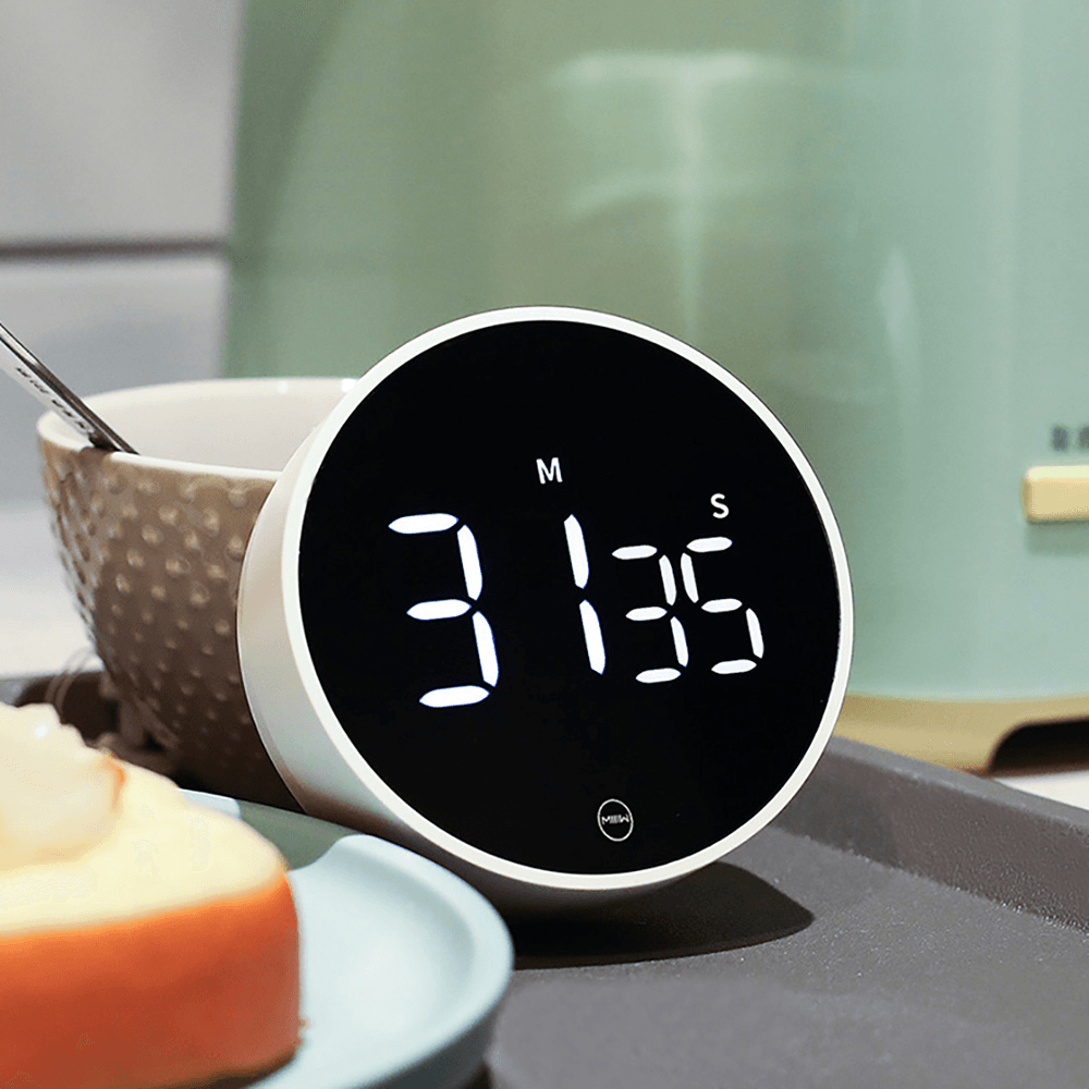 XIAOMI MIIIW Mute Timer Alarm Clock Rotating Timing LED Display Kitchen Digital Timer Magnetic Suction Home Cooking Studyingtiming Tool - MRSLM