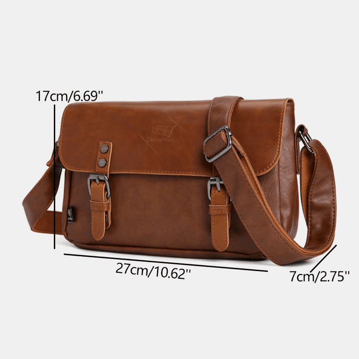 Men Vintage Waterproof Multi-Pocket Faux Leather Crossbody Bag Shoulder Bag - MRSLM