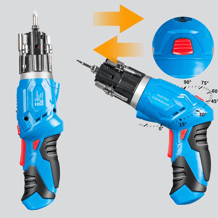 4V Rechargeable Electric Cordless Screwdriver Drill Driver Set Power Tool LED W/ 45PCS Bits - MRSLM