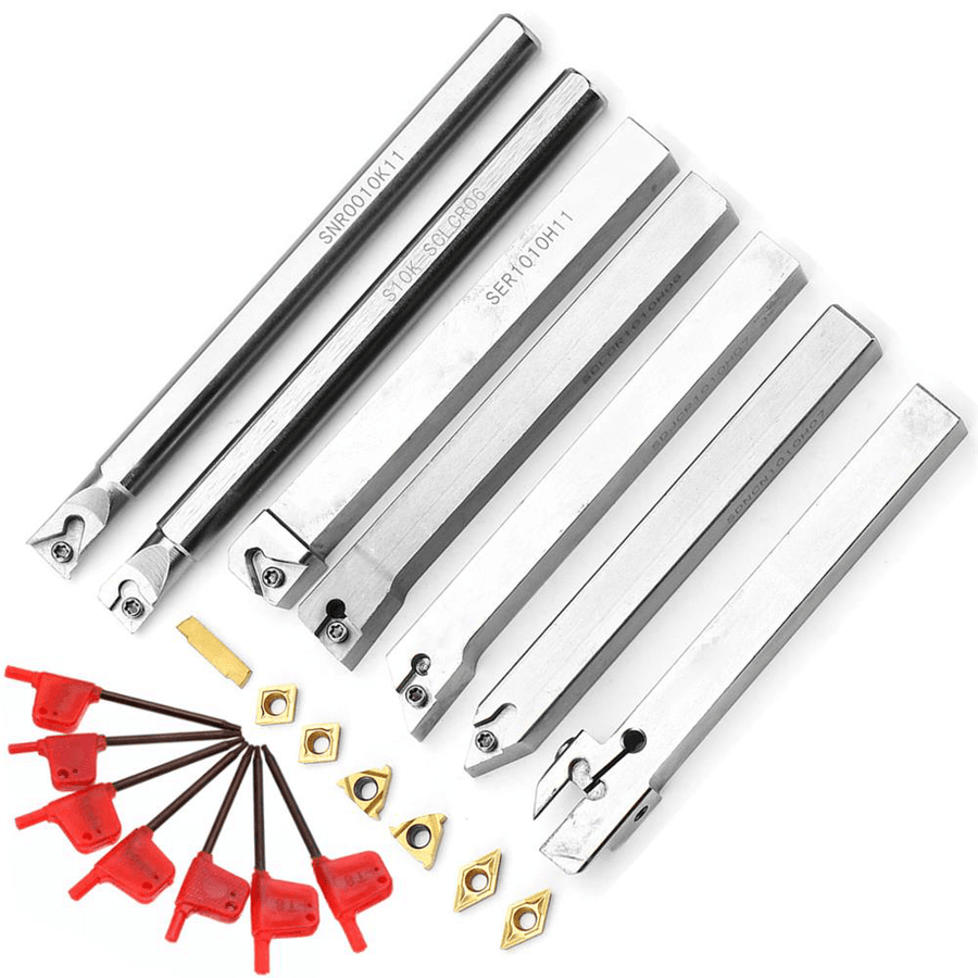 Drillpro Upgrade 21Pcs 10Mm Turning Tool Holder Lathe Boring Bar+Carbide Insert+Wrench Set - MRSLM