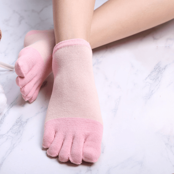 Women Girls Simple Five-Toe Socks 5-Pair Set Ankle Socks - MRSLM