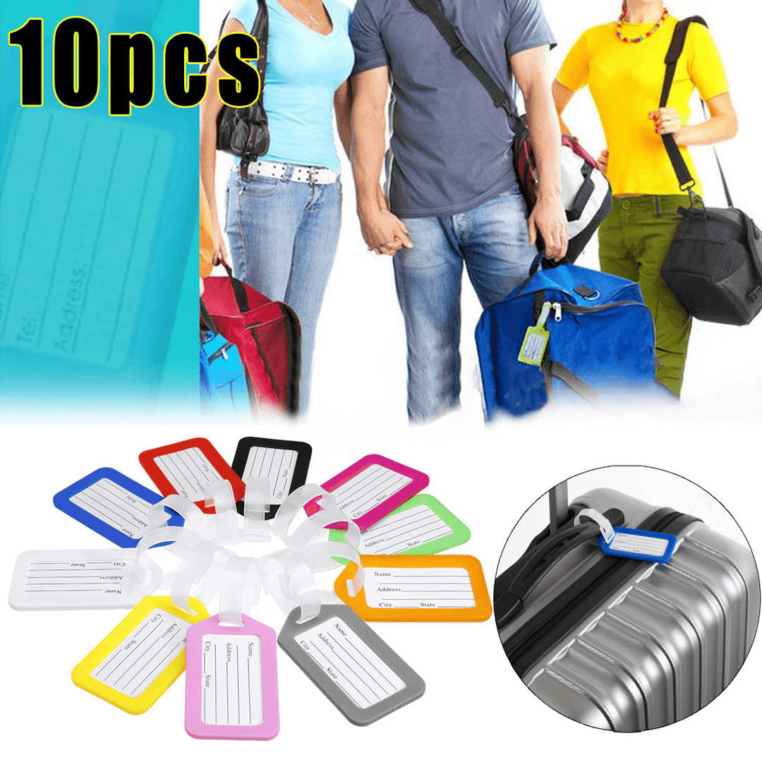 10 Pcs Luggage Bag Tag Name Address ID Label Plastic Travel Bag Tags for Suitcase Bag - MRSLM