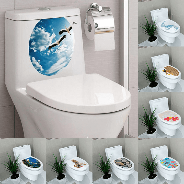 Creative 3D Toilet Seat Wall Sticker Art Wallpaper Removable Bathroom Decals Home Decor - MRSLM