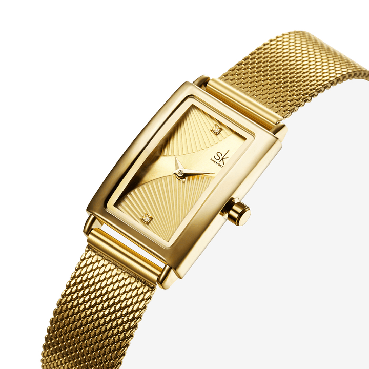 SHENGKE SK K0119 Ladies Dress Rectangular Shape Drape Dial Business Women Quartz Watch - MRSLM