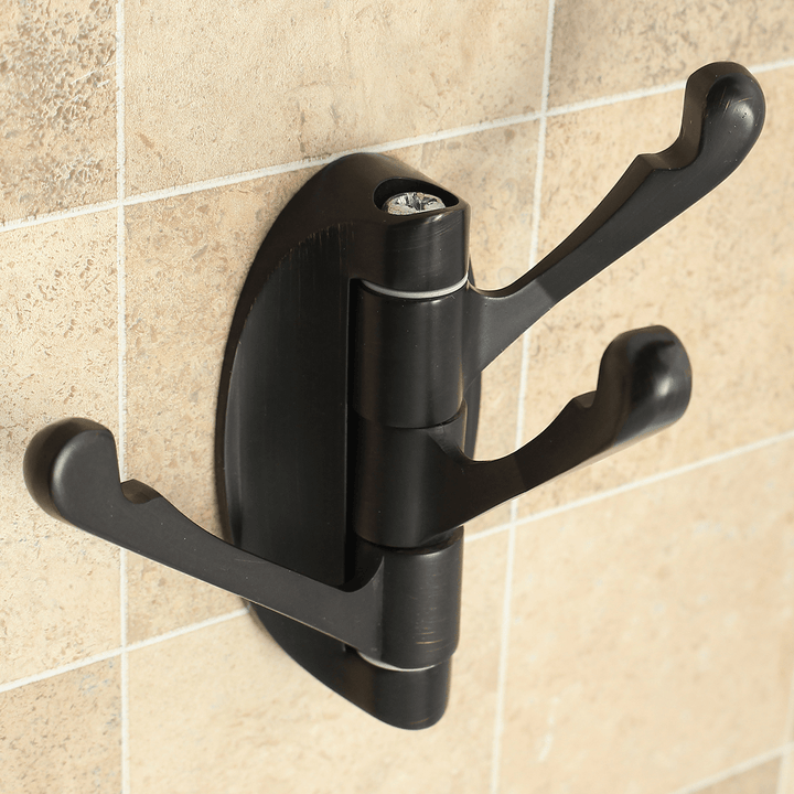 180° Revolve Bathroom Robe Hook Holder Wall Mounted Adjustable 3 Hooks Cloth Hat Towel Hanger - MRSLM