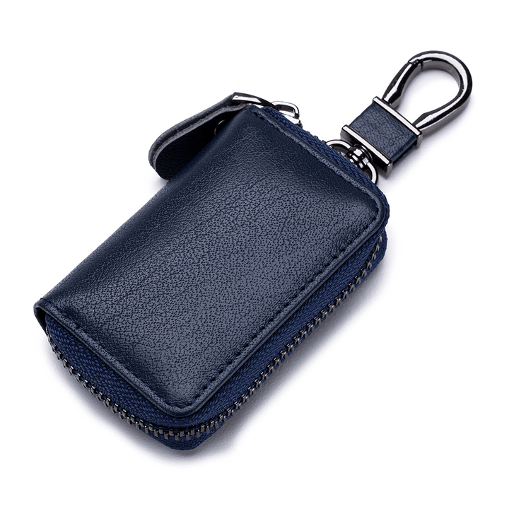 Men Genuine Leather Retro Mini Key Case Bag Large Capcity Fashion Car Key Keychain Wallet - MRSLM