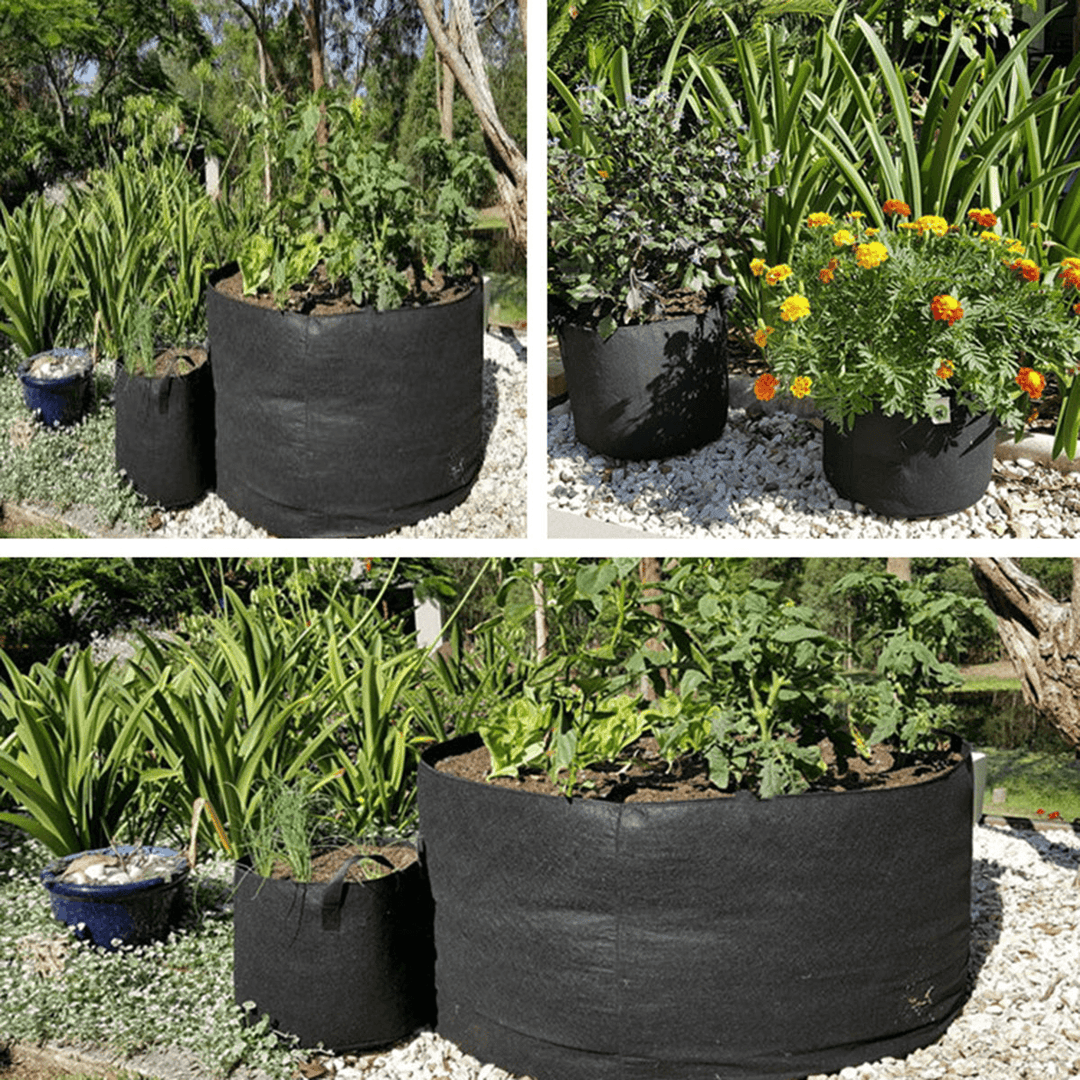 Non-Woven Fabric Planting Grow Box Vegetable Flower Pots Bag Planter Black with Handles - MRSLM