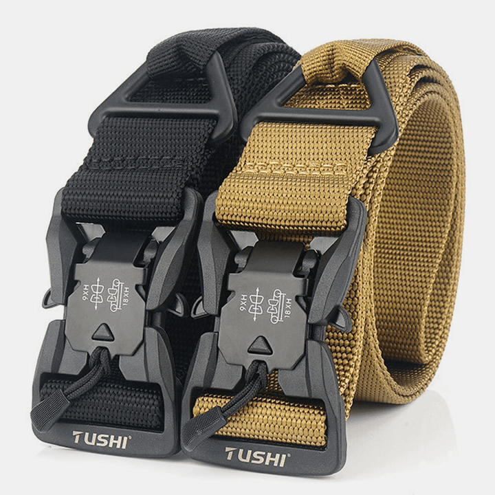 Men Nylon Braided 125Cm Magnet Quick Release Insert-Buckle Multifunctional Outdoor Training Tactical Belts - MRSLM