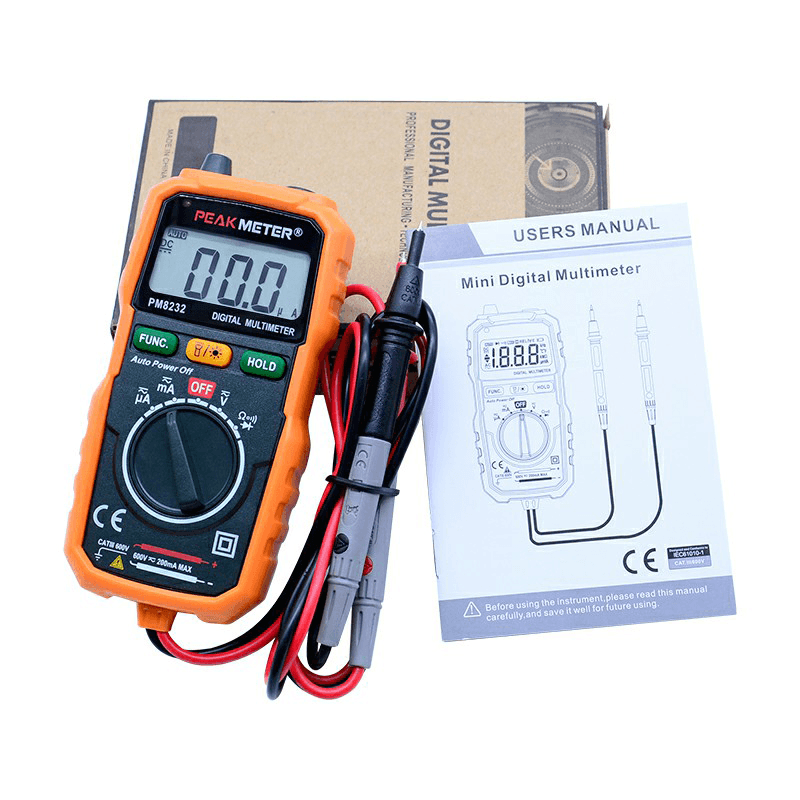 PEAKMETER PM8232 Non-Contact Mini Digital Multimeter DC AC Voltage Current Tester Data Hold Ammeter Portable Voltage Meter - MRSLM