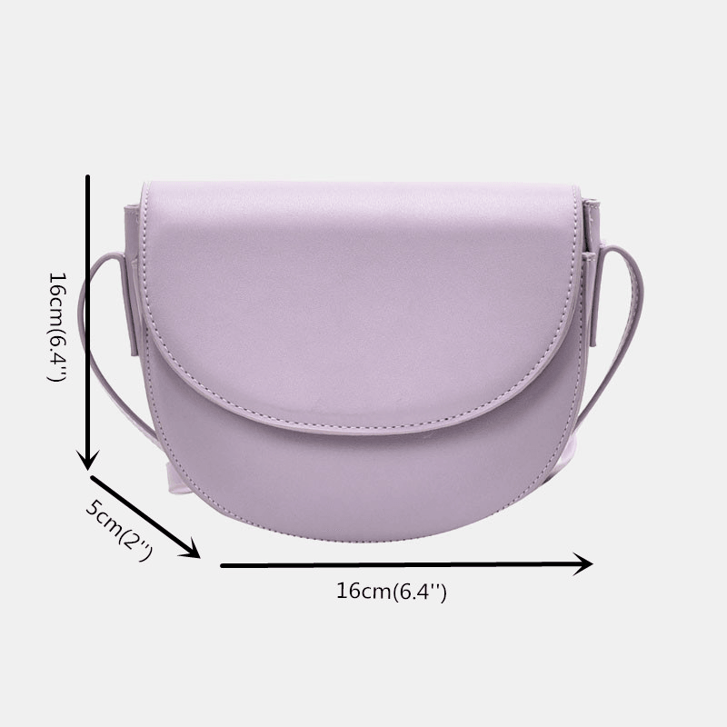 Women Vintage Semi-Circle Saddle Bag Solid Crossbody Bag Leisure - MRSLM