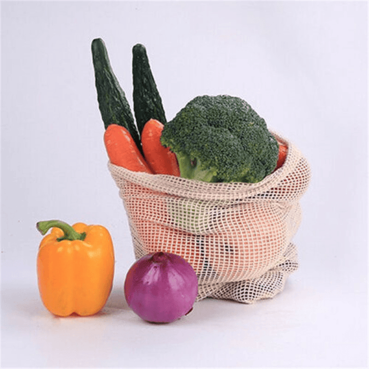 Degradable Organic Cotton Mesh Bag Vegetable Fruit Container for Home Garden Storage - MRSLM