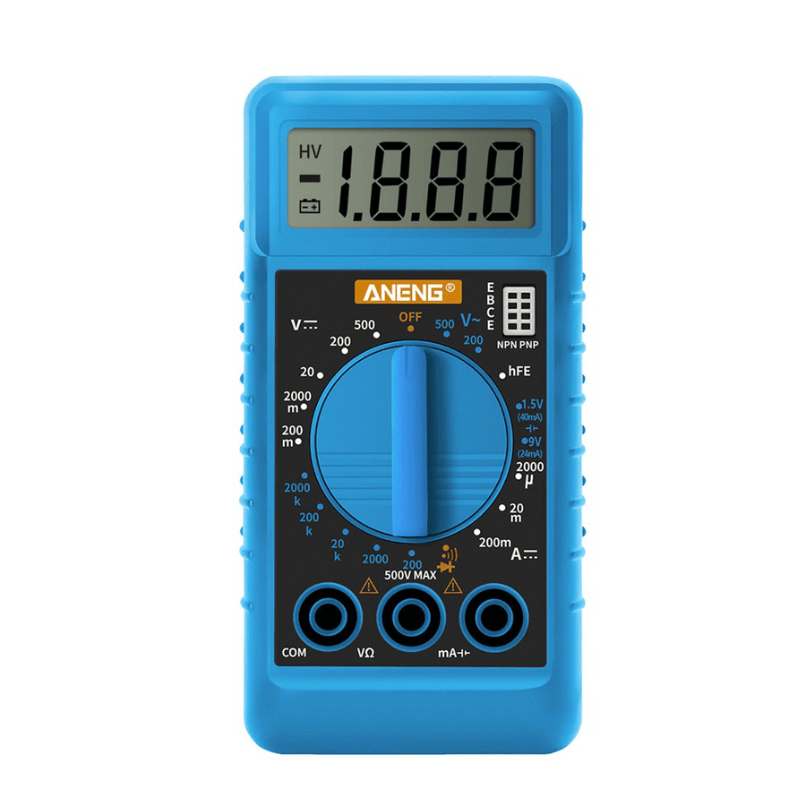 ANENG DT812 Mini Digital Multimeter with Buzzer Overload Protection Pocket Voltage Ampere Ohm Meter DC AC LCD Portable Blue - MRSLM