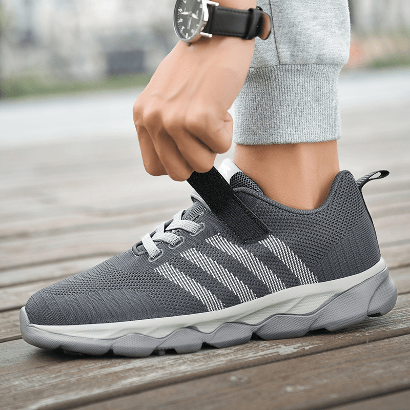 Men Kintted Fabric Striped Detail Casaul Comfy Non Slip Running Sneakers - MRSLM