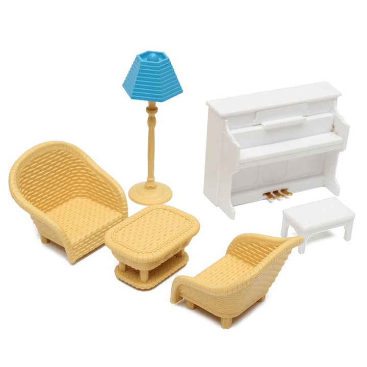 Dollhouse Sofa Piano Table Miniature Furniture Sets for Sylvanian Family Accessories Kids Gift Toys - MRSLM