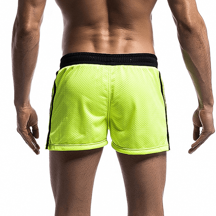 Mens Mesh Underwear Shorts Leisure Fashion Running Fitness Elastic Waist Drawstring Sports Shorts - MRSLM