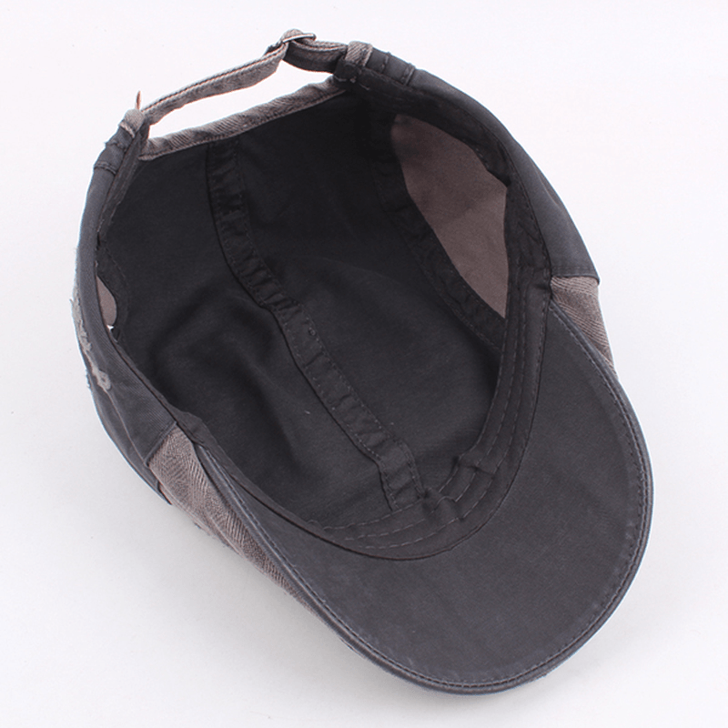Men Vintage Cotton Beret Cap Casual Outdoor Buckle Adjustable Sun Forward Hats - MRSLM