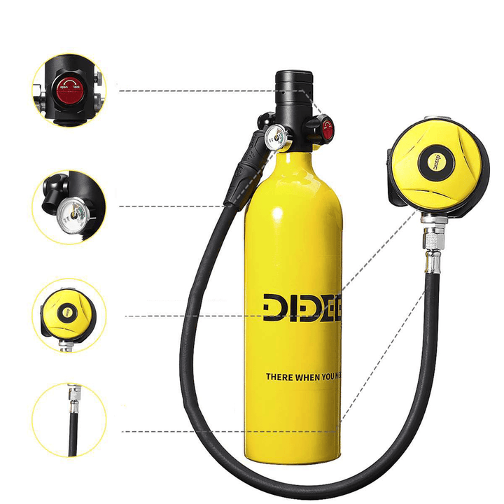 DIDEEP X4000Plus 1L Scuba Diving Cylinder Set Mini Oxygen Tank Respirator Snorkel Tube Anti-Fog Diving Goggles Air Pump Storage Bag - MRSLM