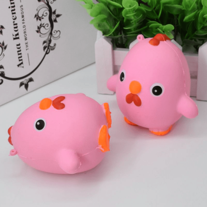 Squishy Pink Chicken Jumbo 10Cm Slow Rising Collection Gift Decor Soft Toy Phone Bag Strap - MRSLM