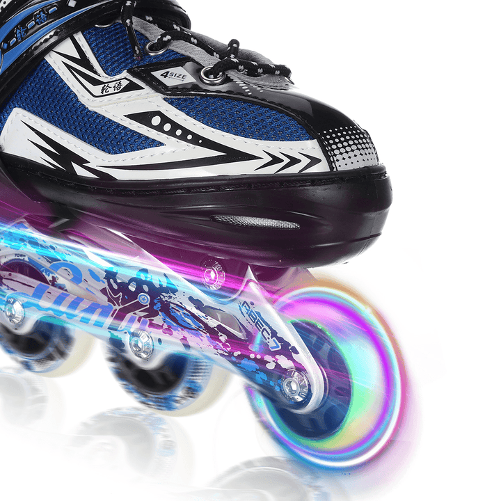 Light-Up Inline Skates for Adults Kids, Beginner Roller Skates 4-Gear Adjustable Roller Blading Breathable Skate Shoes with Illuminating Wheels - MRSLM