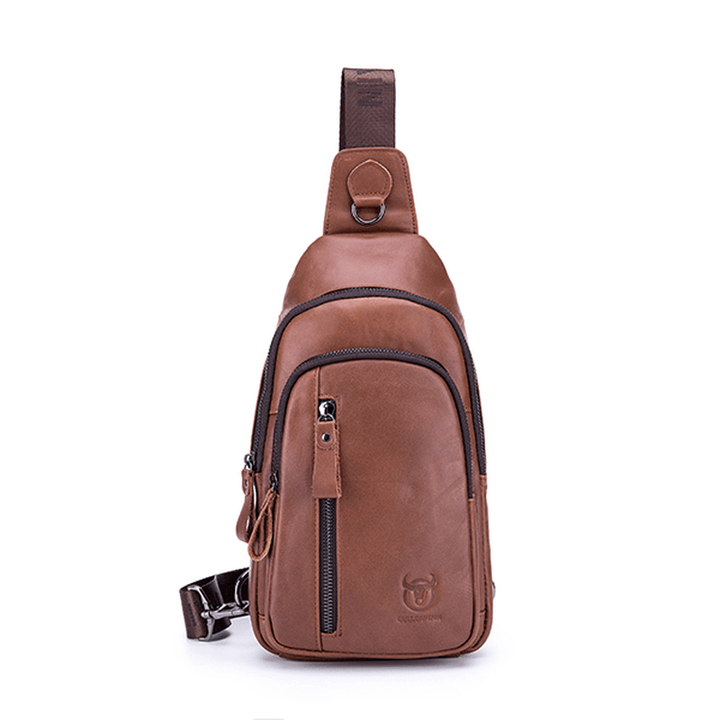 Men Leather Shoulder Bag Leisure Chest Bag Multifunctional Travel Bag Outdoor Sports Climbing Hiking - MRSLM