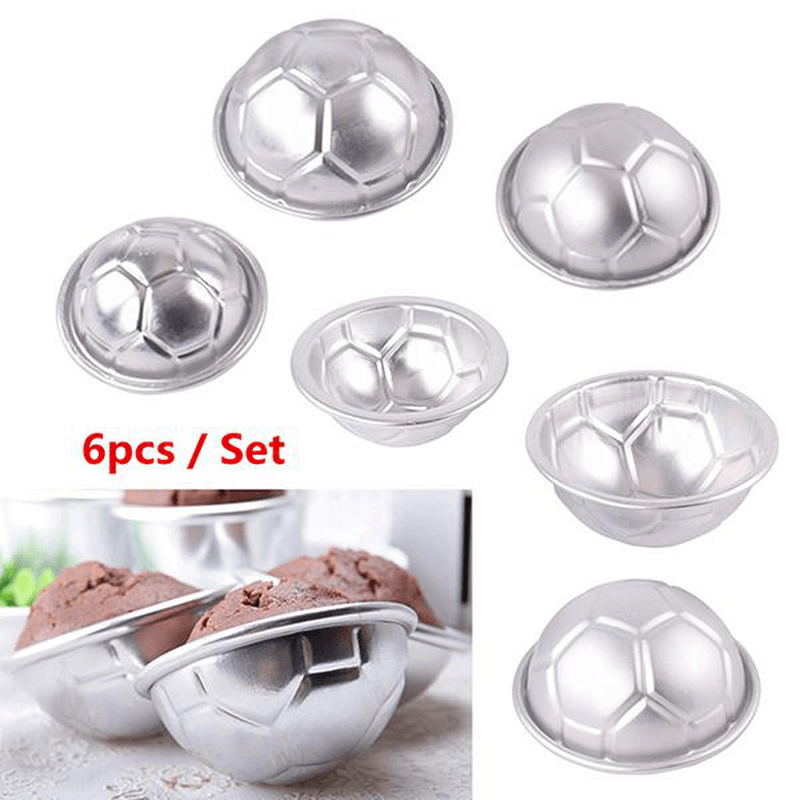 6Pcs Set Aluminum Metal Sphere Football Bath Bomb Molds 3 Size DIY Cake Crafts - MRSLM