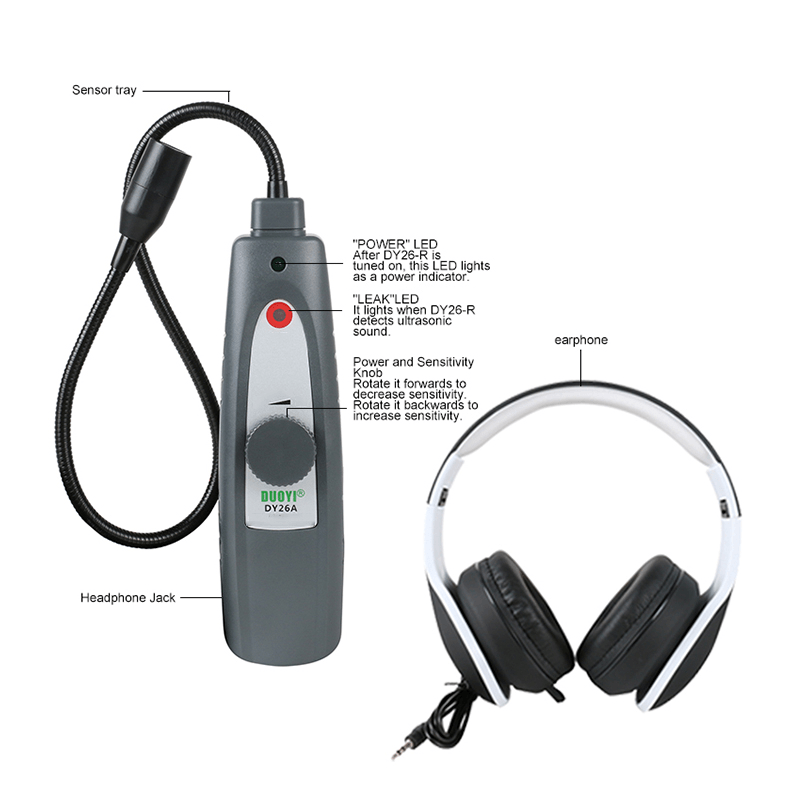 DUOYI DY26A Ultrasonic Leak Detector Tool Gas Water Leak Pressure Vacuum Probes Ultrasonic Transmitter Flaw Detector Stethoscope - MRSLM