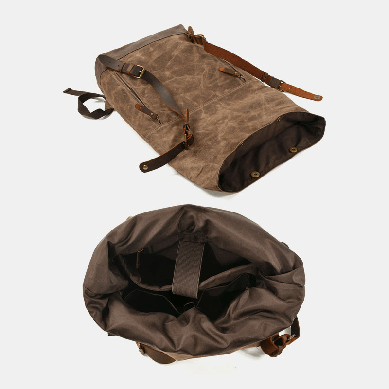 Men Vintage Canvas Anti-Theft Waterproof Travel Bag Backpack Camping Bag - MRSLM