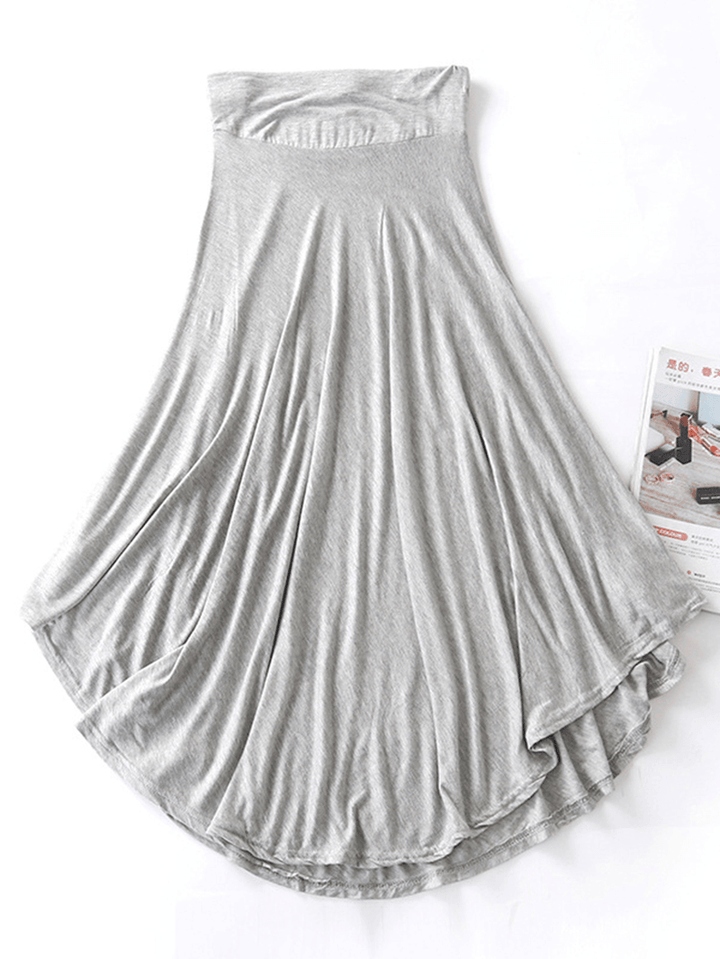 Women Solid Color Irregular Hem Elastic Waist Skirts - MRSLM