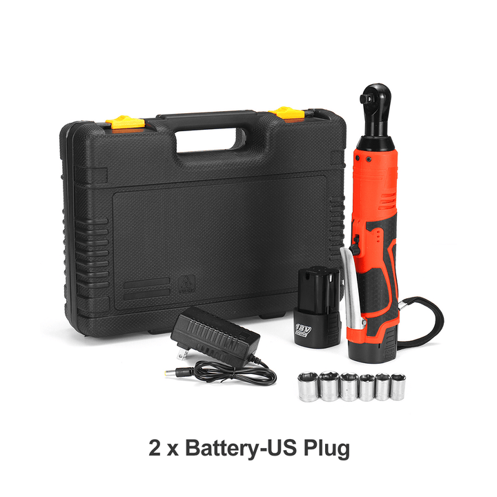 18V 100N.M 3/8" Cordless Ratchet Wrench Electric Ratchet Wrench Kit W/ Charger & 1/2Pcs Battery - MRSLM