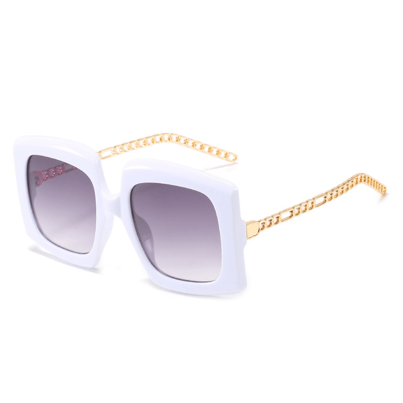 Fashion Women'S Metal Chain Cat-Eye Square-Frame Sunglasses - MRSLM